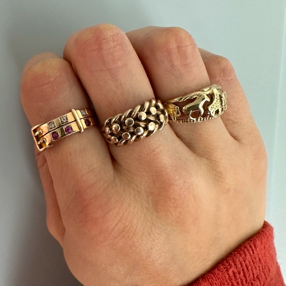 10k Gold Zoo Safari Animal Motif Domed Band Ring - size 6.75-7 - Picture 11 of 15